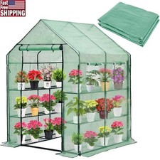 Mini Greenhouse Cover Roll-Up Zipper Door PE Weatherproof Easy Assembly New