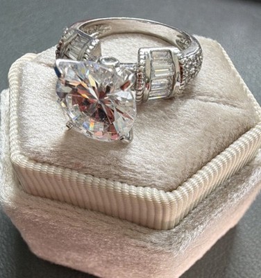 PAJ Sterling Silber 925 runder weißer CZ Cocktail Ring, Größe 7