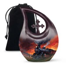 Fiery Sunset Express Mens Urn For Human Ashes Burial Urn Adult Female