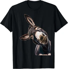 Funny Donkey Head Art Quirky Animal Lover Smile T-Shirt Gift for Dad, Mom, Daugh