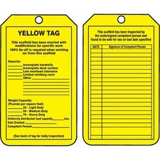Accuform Trs208ptp Tag, Yellow Tag, Plastic, 5 3/4 In H X 3 1/4 In W, Yellow,