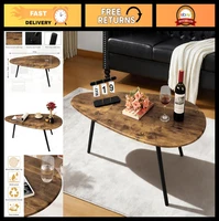 Stylish Mid Century Modern Coffee Table - Rustic Oval Accent Table for Living Ro