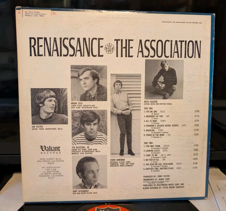THE ASSOCIATION RENAISSANCE LP ALBUM VALIANT RECORDS VLS 25004 Monarch Pressing - Image 3 of 4