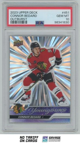 2023-24 Upper Deck Young Guns Outburst Connor Bedard PSA 10 #451 Chicago