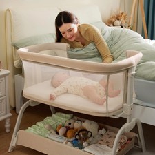 HARPPA Cuddly Bassinet, 2 in 1 Baby Bassinet with Breathable Mesh and Mattress