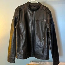 Pull and Bear men’s faux leather biker zipper black Moto jacket size XL
