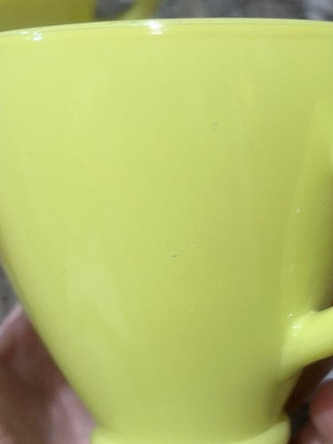 Mid Century Modern Hazel Atlas Sugar Creamer Tumbler Cups Neon Yellow Platonite - Picture 5 of 12