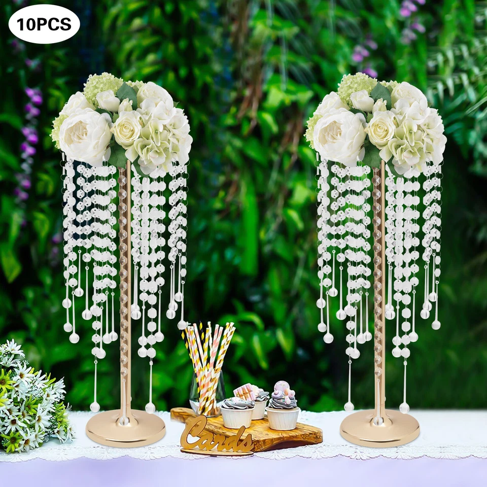 10Pcs 55cm Tall Crystal Flower Stand Centerpieces Vase Wedding Party Decor - Image 3 of 4