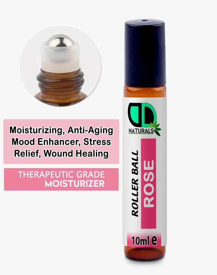 DD TECK Rose Essential Oil Roller Ball 10ml Aromatherapy Pure Essential Fragrance UK