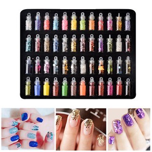 48-Bottles-Nail-Art-Decoration-Set-Glitter-Sequins-Dot-Hexagon-Caviar-Flake-Kit