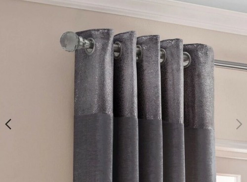 Estudio de diseño carbón panel metálico chenilla ojales cortinas 228x229 cm (NB133) - Imagen 4 de 6