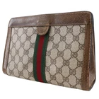 Ancienne pochette Gucci GUCCI marron sherry GG toile suprême unisexe