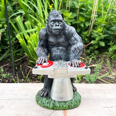 DJ Gorilla Ornament Figur Skulptur Statue Wohndeko Garten Outdoor Affe