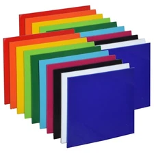 20 Pieces & 10 Colors Opaque Cast Acrylic Sheets 12" x 12" x 0.118" For Crafts
