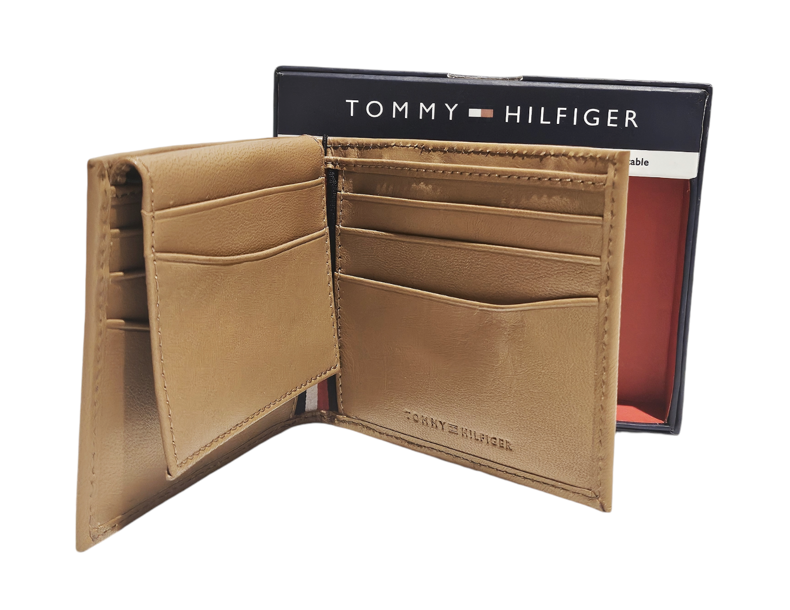 Tommy Hilfiger Mens Brown Leather RFID Bifold Wallet