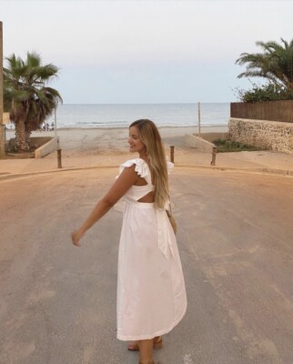 h&m cotton poplin dress H&M Wildflower Collection Cream Ruffle Sleeves Dress Midi Poplin Cotton