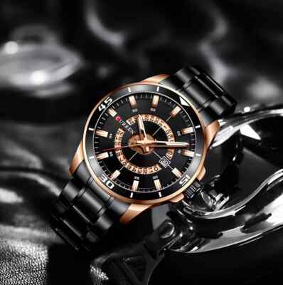 Orologio Uomo CURREN 8359 - Quadrante Grande 48mm Oro Con Data - Movimento Al Quarzo Giapponese - Bracciale In Acciaio - 4