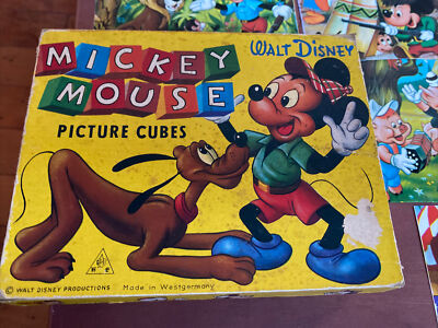 アンティーク雑貨 Walt Disney Mickey Mouse Picture Cubes Vintage Walt Disney Mickey Mouse Picture Cubes Puzzle Made In W