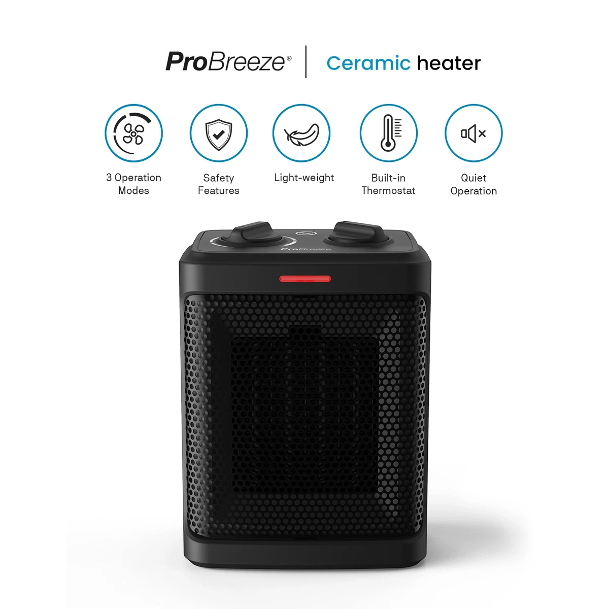 Pro Breeze® 1500W Mini Ceramic Space Heater Mini Heater Fan Heater Black |  eBay