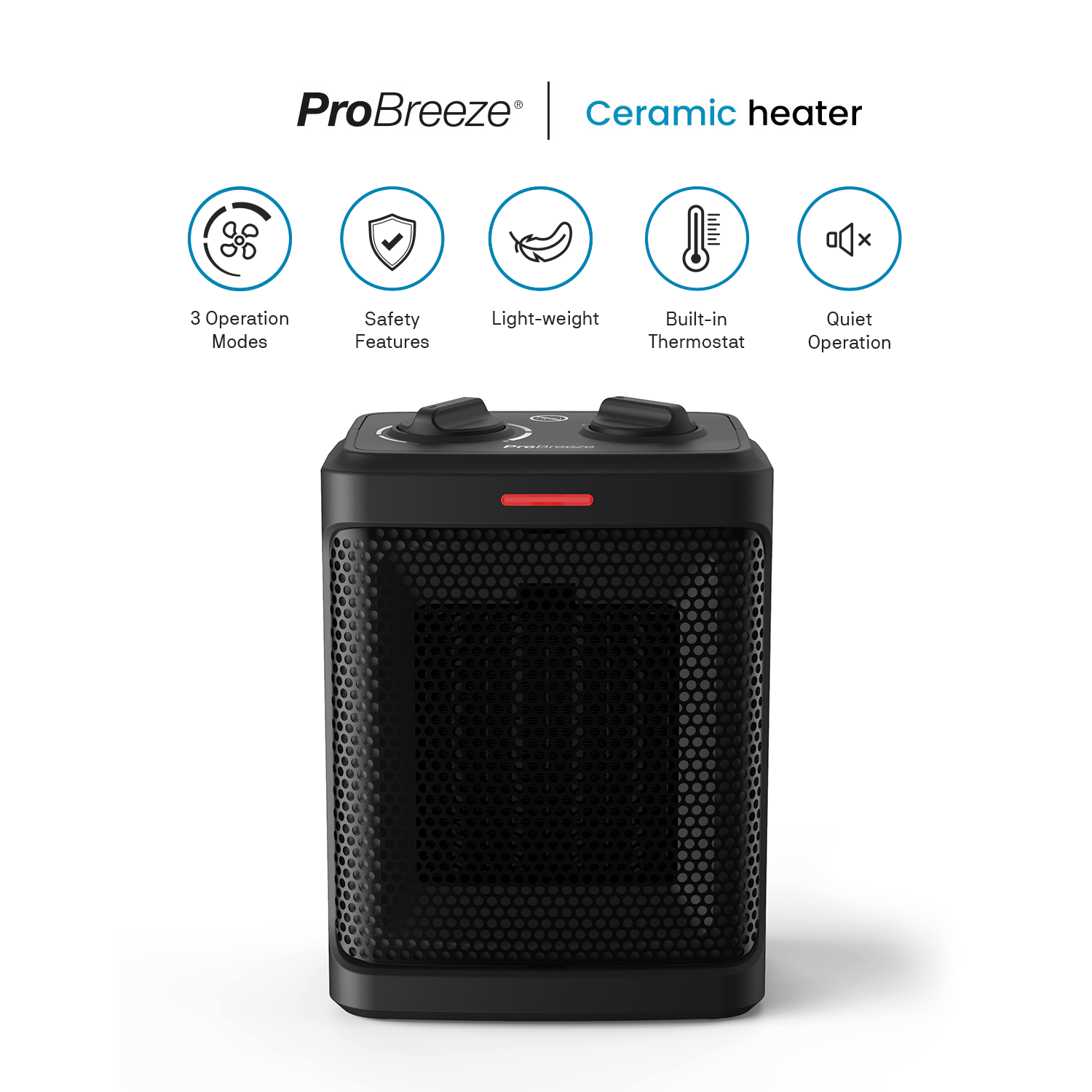 Image 2 - Pro Breeze® 1500W Mini Ceramic Space Heater Mini Heater Fan Heater Black