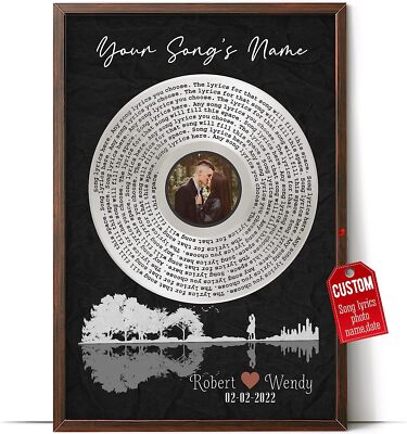 Customized Song Lyrics Poster Framed Birthday Gifts For Husband For Bedroom