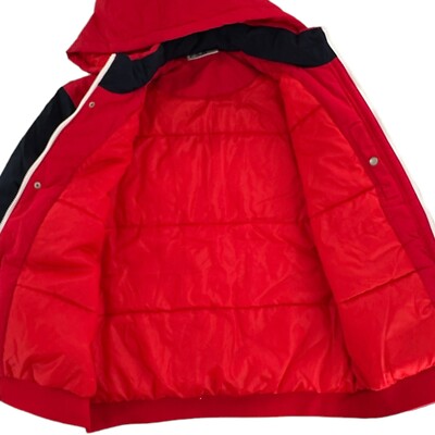 【FILA】Hard shell padding jacket★送料・関税込★ FILA P1 Tech Heavyweight Windbreaker Jacket Logo Hooded Red