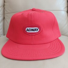 Vintage AGWAY Red Cap One Size Trucker Hat Patch Snapback Made in USA Farming