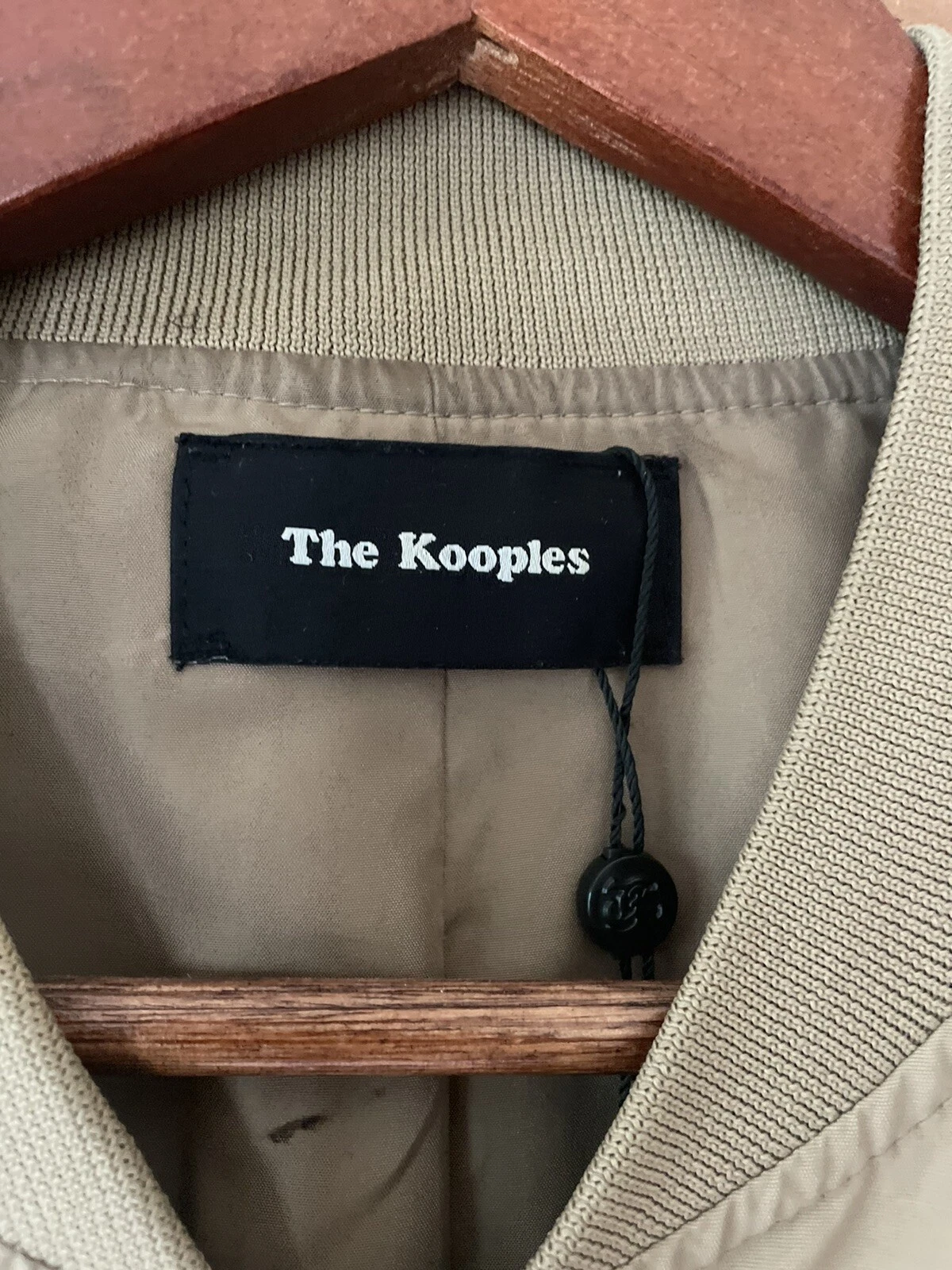 The Kooples Men's Bomber Jacket Size Large Tan Midweight W/ Leather Trim Aviator image 9