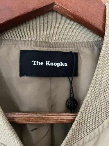 The Kooples Men's Bomber Jacket Size Large Tan Midweight W/ Leather Trim Aviator image 9