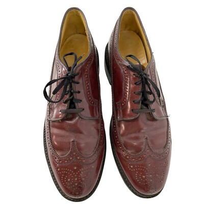 Mens Dexter Wingtip Oxford Lace Up Vintage Shoes USA Size 10.5 D Burgundy 5211 Mens Dexter Wingtip Oxford Lace Up Vintage Shoes USA Size  main image 2
