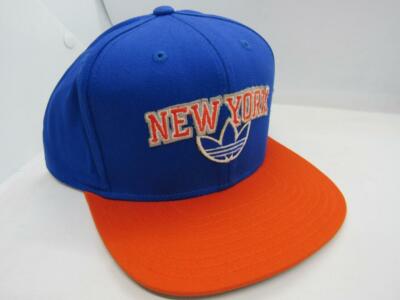 New York Knicks Mens Blue Orange Size OSFA Adidas Snapback Flat