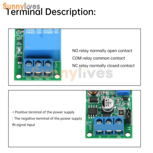 DC 4-30V 1 Way Time Delay Relay Module Adjustable Trigger Delay Switch Module - Picture 12 of 20