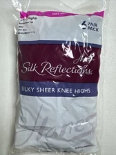 Hanes Silk Reflections Barely Black Silky Sheer Knee Highs 6 Pair Pack NEW