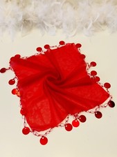 Dance Scarves Bridal Halay Mendili Pullu Henna Evening Sequin Glitter Shawl Red