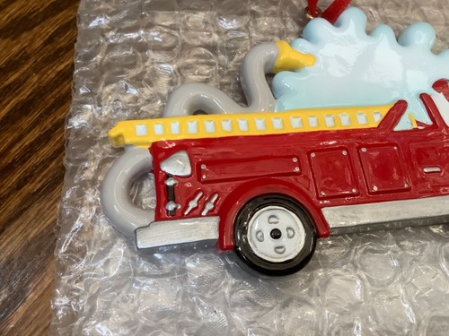 Christmas Tree Ornament Personalized Fire Truck with Hose & Water (Customizable) - Picture 4 of 6
