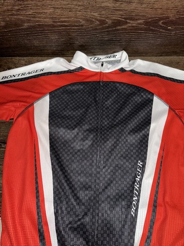 Bontrager Shirt Mens Medium Black Red White Cycling Jersey Athletic Full Zip - Picture 3 of 7