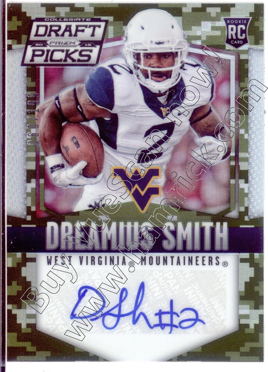 dreamius smith rc rookie draft auto autograph west virginia wvu