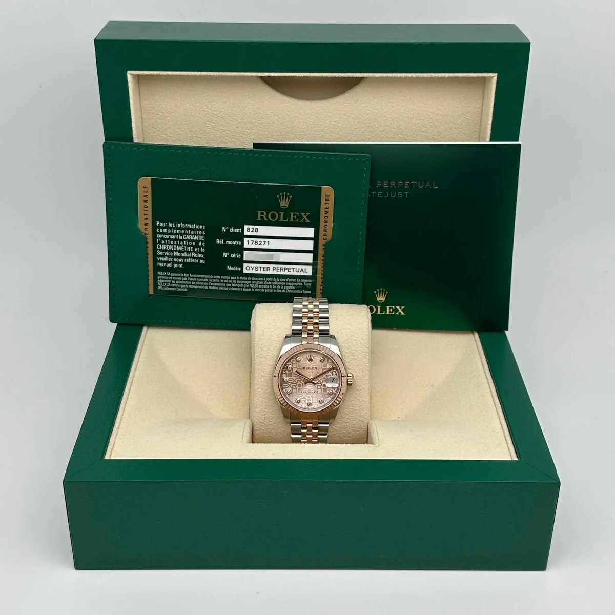 Rolex Datejust 31 178271 18K Rose Gold Steel Jubilee Dial Ladies Watch B&P