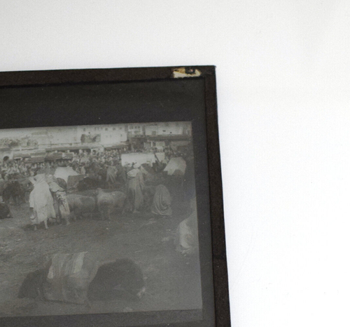 ANIMAL MARKET TANGIER MOROCCO C1910 ANTIQUE Magic Lantern Slide PHOTO - Picture 5 of 5