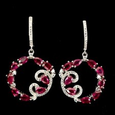 Rubin Ohrringe 925 Silber 585 Weißgold vergoldet