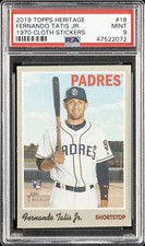 2019 TOPPS HERITAGE 1970 CLOTH STICKERS #18 FERNANDO TATIS JR. ROOKIE RC PSA 9