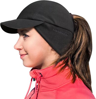 ?Women’s Black Fleece Winter Hat Reflective Ponytail Ear Flap Amazon.com: Gisdanchz Winter Running Gear for Women, Cold  main image 3