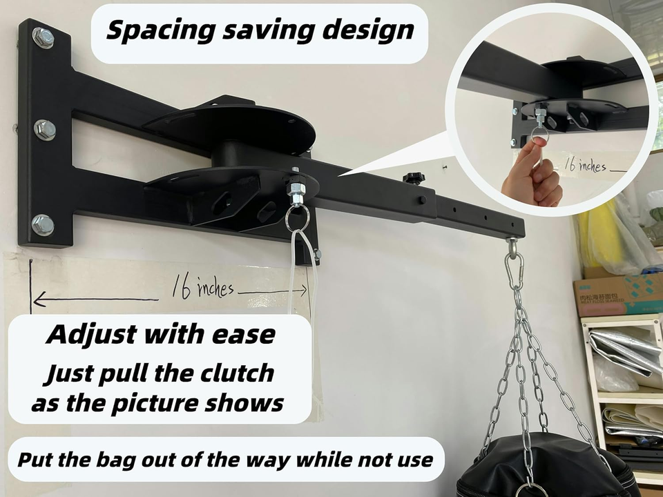Heavy Bag Hanger Wall Studs Mount Punching Bracket SpaceSaving Design