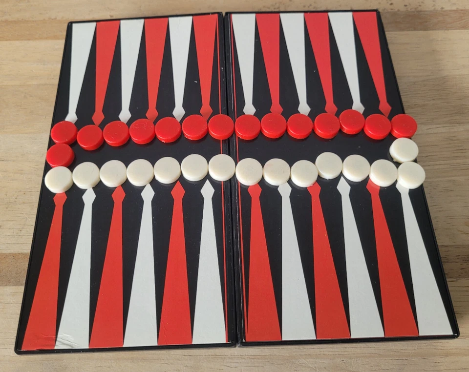 Woolworths Vintage Travel Magnetic Backgammon With Original Box Complete. - Image 3 of 4