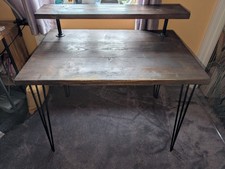 Two Tier Rustic Desk, with black steel Hairpin Legs. Handmade