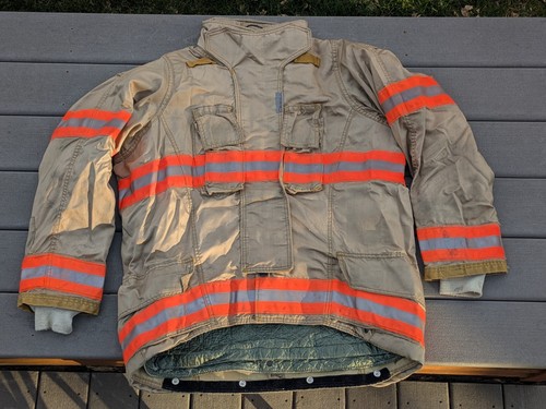 SPERIAN Firefighter Turnout Bunker Coat Jacket, Size 44, Brown and Orange
