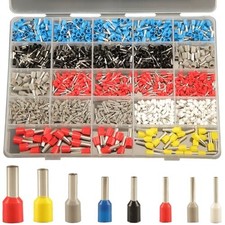 1200pcs AWG 22-7 Wire Ferrules Terminals Kit - 8 Types Ferrule Connectors - P