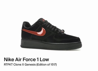 Nike Air Force 1 Low RTFKT Clone X Genesis Limited Edition Size US M 8 Used Rare