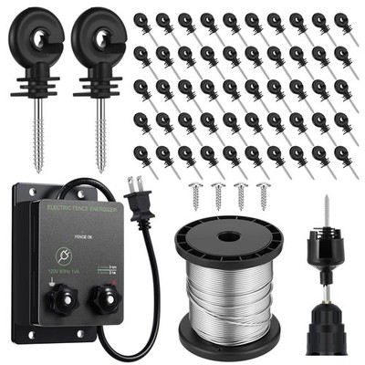 2-Mile 5000V 0.1Joule Electric Fence for Preventing Animals Intruding, 50 Bla...