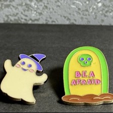 Halloween Enamel Pin Set Ghost Witch Tombstone Cute Spooky Lapel Pin Lot